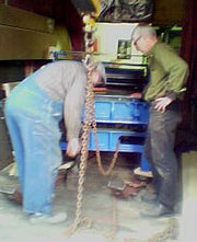 Mark Patsfall supervising loading the Wagner press