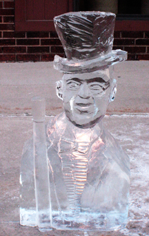 Top Hat Man ice sculpture